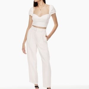 NWOT Aritzia Wilfred white novella cap sleeve bustier blouse(size XS)